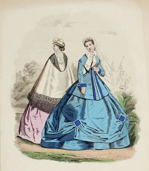 Framed Print : Fashion Plate - Petit Courrier des Dames Modes de Paris, 1866. Creator: Gilquin fils Framed Print : Fashion Plate - Petit Courrier des Dames Modes de Paris, 1866. Creator: Gilquin fils