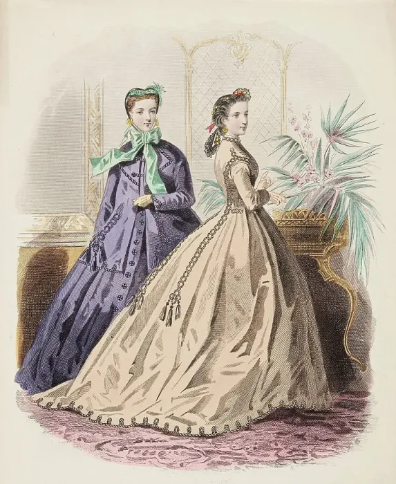 Framed Print : Fashion Plate - Petit Courrier des Dames Modes de Paris, 1860-69. Creator: Gilquin fils Framed Print : Fashion Plate - Petit Courrier des Dames Modes de Paris, 1860-69. Creator: Gilquin fils