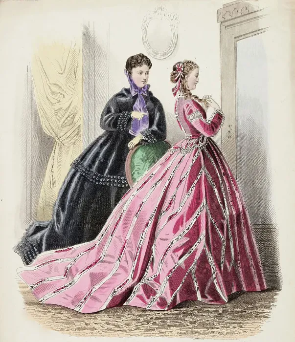 Framed Print : Fashion Plate - Petit Courrier des Dames Modes de Paris, 1865-66. Creator: Gilquin fils Framed Print : Fashion Plate - Petit Courrier des Dames Modes de Paris, 1865-66. Creator: Gilquin fils