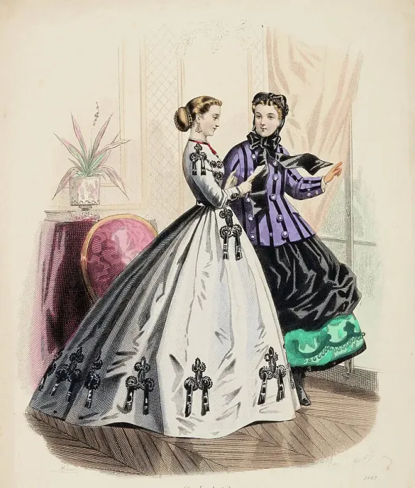Framed Print : Fashion Plate - Petit Courrier des Dames Modes de Paris, 1865-66. Creator: Gilquin fils Framed Print : Fashion Plate - Petit Courrier des Dames Modes de Paris, 1865-66. Creator: Gilquin fils