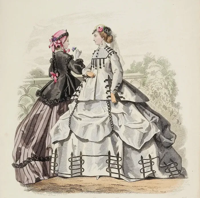 Framed Print : Fashion Plate - Petit Courrier des Dames Modes de Paris, 1866-67. Creator: Gilquin fils Framed Print : Fashion Plate - Petit Courrier des Dames Modes de Paris, 1866-67. Creator: Gilquin fils