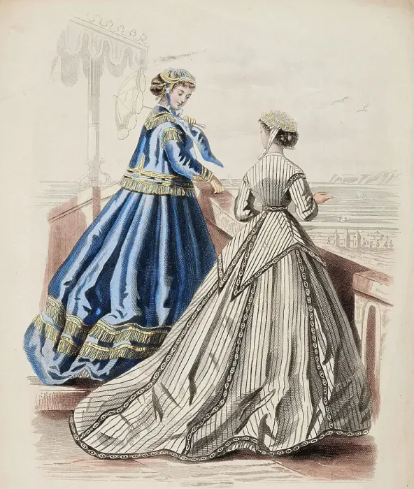 Framed Print : Fashion Plate - Petit Courrier des Dames Modes de Paris, 1866-67. Creator: Gilquin fils Framed Print : Fashion Plate - Petit Courrier des Dames Modes de Paris, 1866-67. Creator: Gilquin fils
