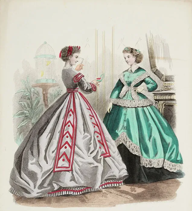 Framed Print : Fashion Plate - Petit Courrier des Dames Modes de Paris, 1866-67. Creator: Gilquin fils Framed Print : Fashion Plate - Petit Courrier des Dames Modes de Paris, 1866-67. Creator: Gilquin fils