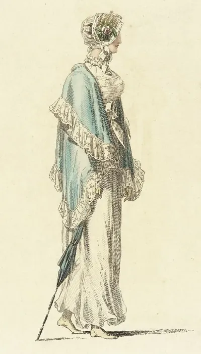 Framed Print : Fashion Plate (Promenade Dress), 1813. Creator: Rudolph Ackermann Framed Print : Fashion Plate (Promenade Dress), 1813. Creator: Rudolph Ackermann