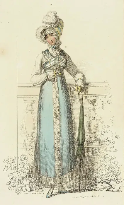 Framed Print : Fashion Plate (Promenade Dress), 1814. Creator: Rudolph Ackermann Framed Print : Fashion Plate (Promenade Dress), 1814. Creator: Rudolph Ackermann