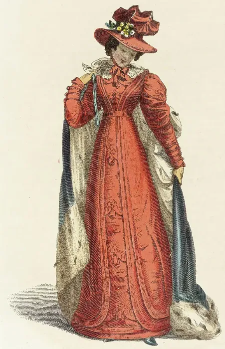 Framed Print : Fashion Plate (Promenade Dress), 1825. Creator: Rudolph Ackermann Framed Print : Fashion Plate (Promenade Dress), 1825. Creator: Rudolph Ackermann
