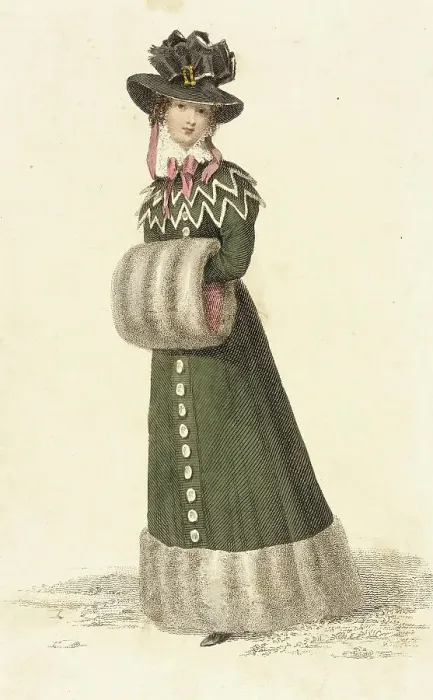 Framed Print : Fashion Plate (Promenade Dress), 1826. Creator: Rudolph Ackermann Framed Print : Fashion Plate (Promenade Dress), 1826. Creator: Rudolph Ackermann