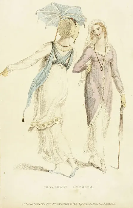 Framed Print : Fashion Plate (Promenade Dresses), 1809. Creator: Rudolph Ackermann Framed Print : Fashion Plate (Promenade Dresses), 1809. Creator: Rudolph Ackermann