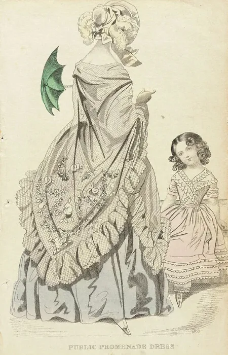 Framed Print : Fashion Plate (Public Promenade Dress), c1839. Creator: Unknown Framed Print : Fashion Plate (Public Promenade Dress), c1839. Creator: Unknown