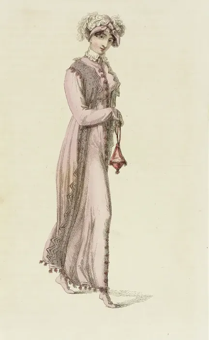 Framed Print : Fashion Plate (Walking Dress), 1812. Creator: Rudolph Ackermann Framed Print : Fashion Plate (Walking Dress), 1812. Creator: Rudolph Ackermann