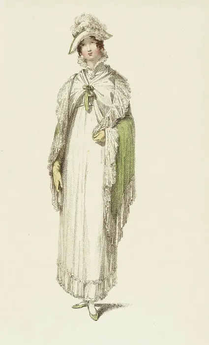 Framed Print : Fashion Plate (Walking Dress), 1814. Creator: Rudolph Ackermann Framed Print : Fashion Plate (Walking Dress), 1814. Creator: Rudolph Ackermann