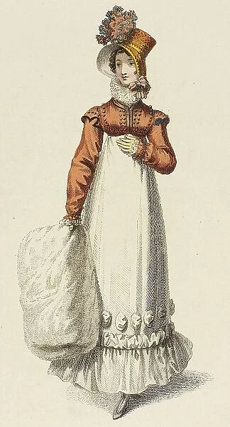 Fashion Plate (Walking Dress), 1817. Creator: Rudolph Ackermann