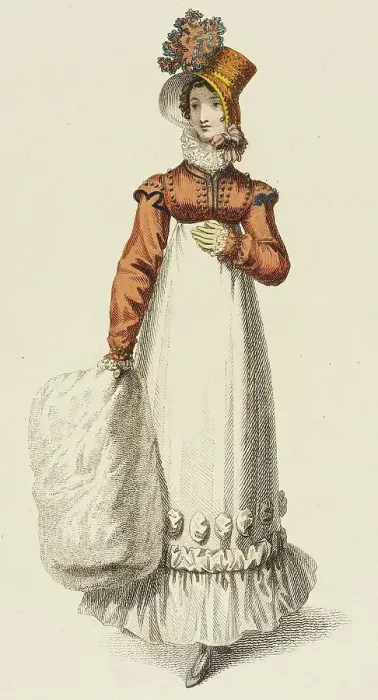 Framed Print : Fashion Plate (Walking Dress), 1817. Creator: Rudolph Ackermann Framed Print : Fashion Plate (Walking Dress), 1817. Creator: Rudolph Ackermann