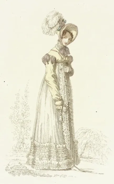 Framed Print : Fashion Plate (Walking Dress), 1818. Creator: Rudolph Ackermann Framed Print : Fashion Plate (Walking Dress), 1818. Creator: Rudolph Ackermann