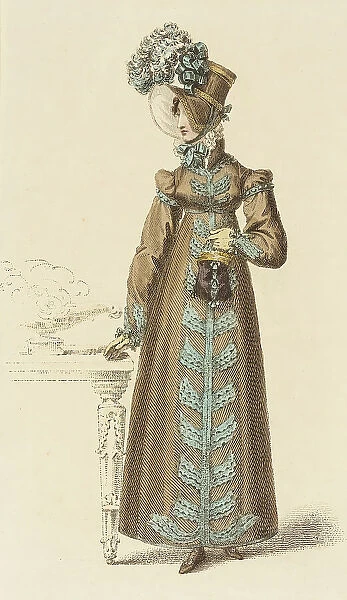 Fashion Plate (Walking Dress), 1818. Creator: Rudolph Ackermann