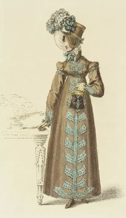 Framed Print : Fashion Plate (Walking Dress), 1818. Creator: Rudolph Ackermann Framed Print : Fashion Plate (Walking Dress), 1818. Creator: Rudolph Ackermann