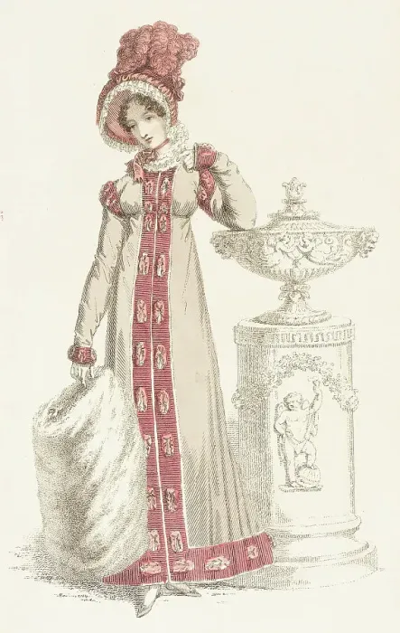 Framed Print : Fashion Plate (Walking Dress), 1819. Creator: Rudolph Ackermann Framed Print : Fashion Plate (Walking Dress), 1819. Creator: Rudolph Ackermann