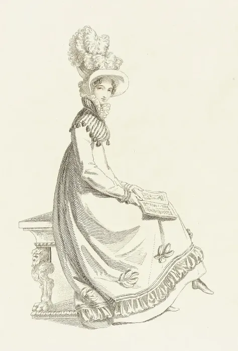 Framed Print : Fashion Plate (Walking Dress), 1819. Creator: Rudolph Ackermann Framed Print : Fashion Plate (Walking Dress), 1819. Creator: Rudolph Ackermann