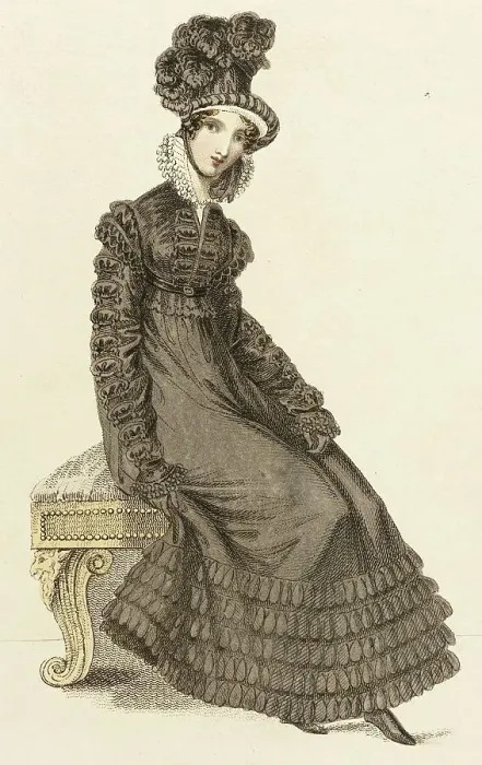 Framed Print : Fashion Plate (Walking Dress), 1820. Creator: John Bell Framed Print : Fashion Plate (Walking Dress), 1820. Creator: John Bell