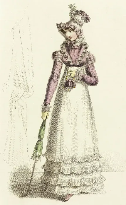Framed Print : Fashion Plate (Walking Dress), 1820. Creator: John Bell Framed Print : Fashion Plate (Walking Dress), 1820. Creator: John Bell