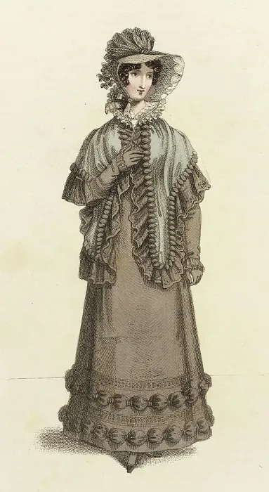 Framed Print : Fashion Plate (Walking Dress), 1821. Creator: John Bell Framed Print : Fashion Plate (Walking Dress), 1821. Creator: John Bell