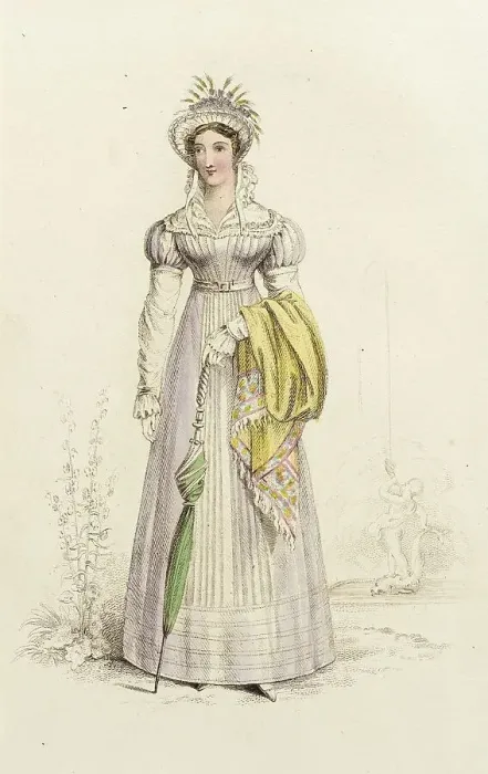 Framed Print : Fashion Plate (Walking Dress), 1822. Creator: John Bell Framed Print : Fashion Plate (Walking Dress), 1822. Creator: John Bell