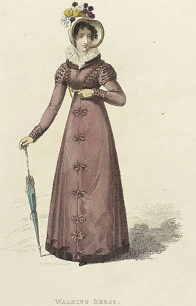 Fashion Plate (Walking Dress), 1822. Creator: Rudolph Ackermann