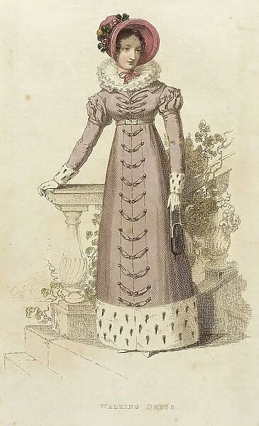 Fashion Plate (Walking Dress), 1822. Creator: Rudolph Ackermann