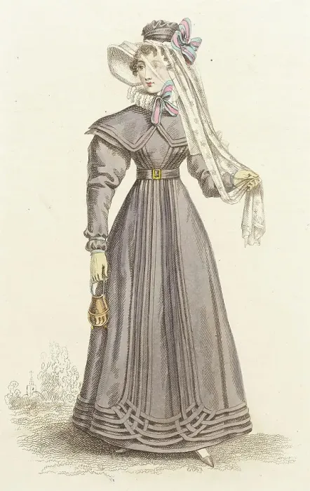 Framed Print : Fashion Plate (Walking Dress), 1824. Creator: John Bell Framed Print : Fashion Plate (Walking Dress), 1824. Creator: John Bell