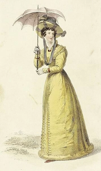 Fashion Plate (Walking Dress), 1826. Creator: Rudolph Ackermann