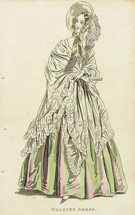 Framed Print : Fashion Plate (Walking Dress), c1838. Creator: Unknown Framed Print : Fashion Plate (Walking Dress), c1838. Creator: Unknown