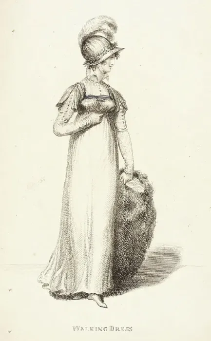 Framed Print : Fashion Plate (Walking Dress), between circa 1803 and circa 1804. Creator: Unknown Framed Print : Fashion Plate (Walking Dress), between circa 1803 and circa 1804. Creator: Unknown