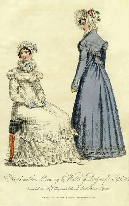Framed Print : Fashionable morning and walking dresses from September 1823 Framed Print : Fashionable morning and walking dresses from September 1823