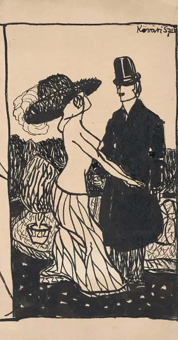 Framed Print : Fashionable sketch III. 1908-1912. Creator: Konstantin Kovari-Kacmarik Framed Print : Fashionable sketch III. 1908-1912. Creator: Konstantin Kovari-Kacmarik