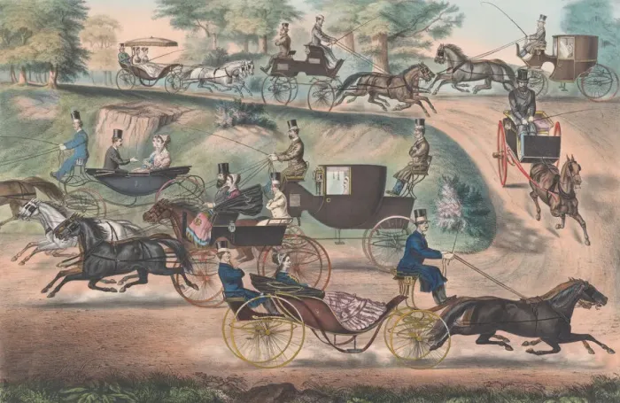 Framed Print : Fashionable Turn-Outs'in Central Park, 1869. Creator: Currier and Ives Framed Print : Fashionable Turn-Outs'in Central Park, 1869. Creator: Currier and Ives