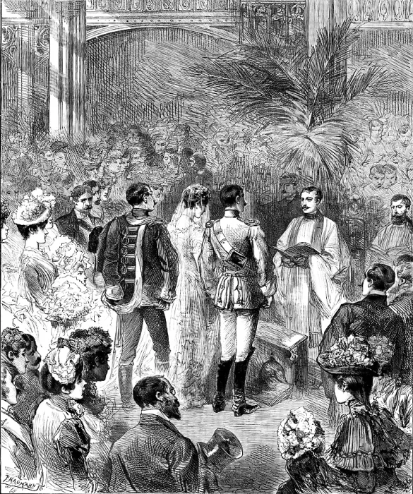 Framed Print : A Fashionable Wedding (marriage of Count Alexander Munster and Lady Muriel Hay)... 1890. Creator: P Naumann Framed Print : A Fashionable Wedding (marriage of Count Alexander Munster and Lady Muriel Hay)... 1890. Creator: P Naumann