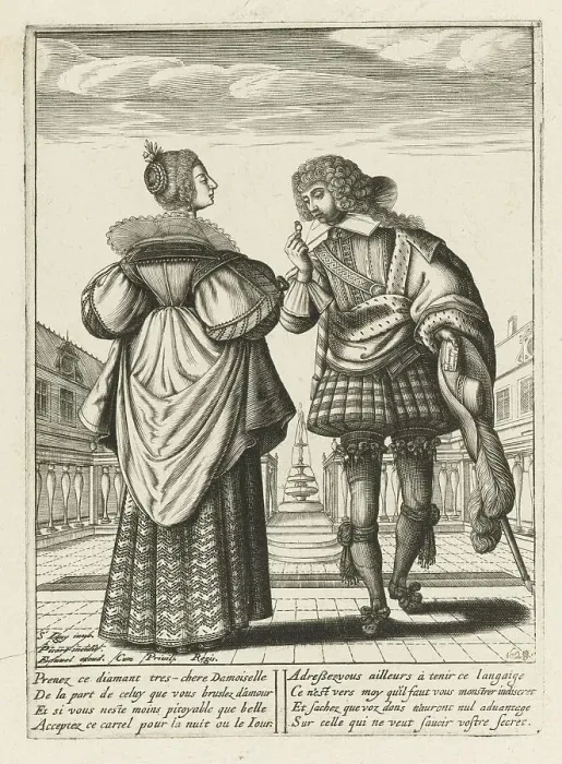 Framed Print : A fashionably dressed couple with a diamond ring, c. 1620-1630 Framed Print : A fashionably dressed couple with a diamond ring, c. 1620-1630