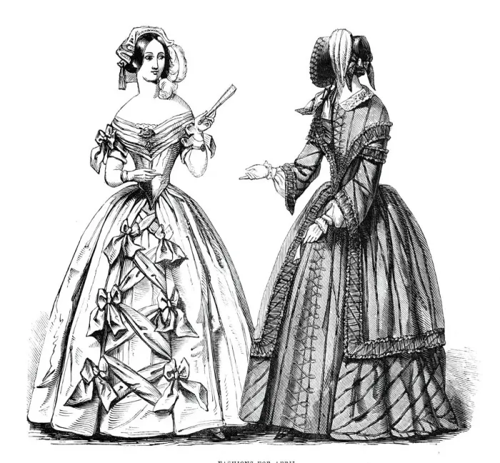 Framed Print : Fashions for April, 1844. Creator: Unknown Framed Print : Fashions for April, 1844. Creator: Unknown