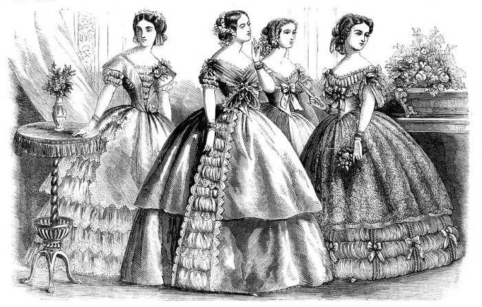 Framed Print : Fashions for April, 1857. Creator: Unknown Framed Print : Fashions for April, 1857. Creator: Unknown