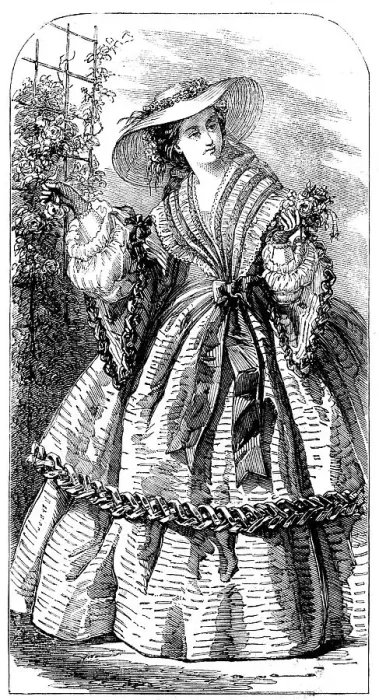 Framed Print : Fashions for August - Country or Seaside Dress, 1858. Creator: Unknown Framed Print : Fashions for August - Country or Seaside Dress, 1858. Creator: Unknown