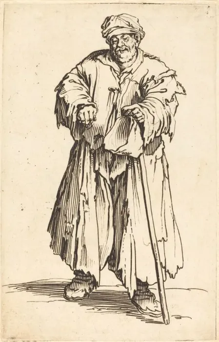 Framed Print : Fat Beggar with Eyes Cast Down, c. 1622. Creator: Jacques Callot