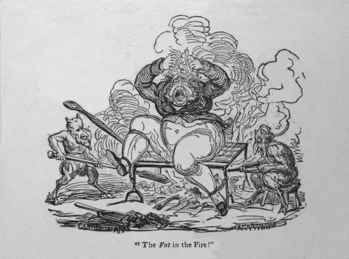 Framed Print : The Fat in the Fire!, c1820. Creator: Unknown Framed Print : The Fat in the Fire!, c1820. Creator: Unknown