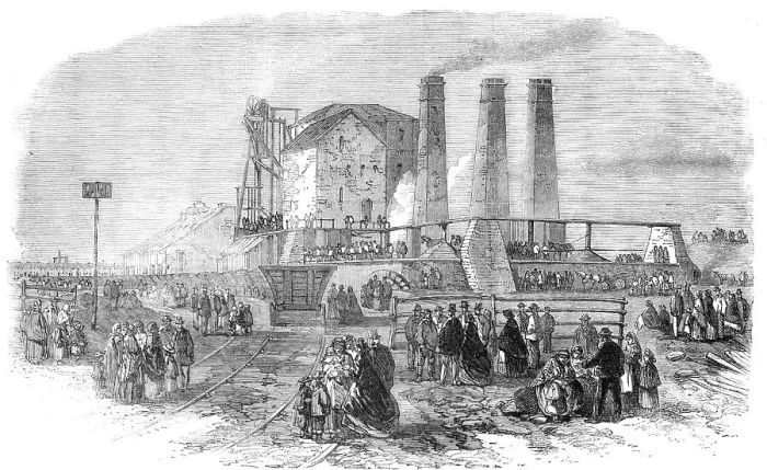 Framed Print : The Fatal Accident at New Hartley Colliery: view from the railway, taken shortly after... 1862. Creator: Unknown Framed Print : The Fatal Accident at New Hartley Colliery: view from the railway, taken shortly after... 1862. Creator: Unknown