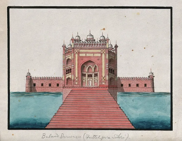 Framed Print : Fatehpur Sikri: Bulund Darwaza, (between 1800 and 1899?). Creator: Unknown Framed Print : Fatehpur Sikri: Bulund Darwaza, (between 1800 and 1899?). Creator: Unknown