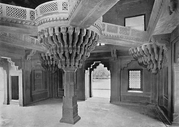 Fatehpur Sikri. Pillar in the Dewan-i-Khas, c1910. Creator: Unknown