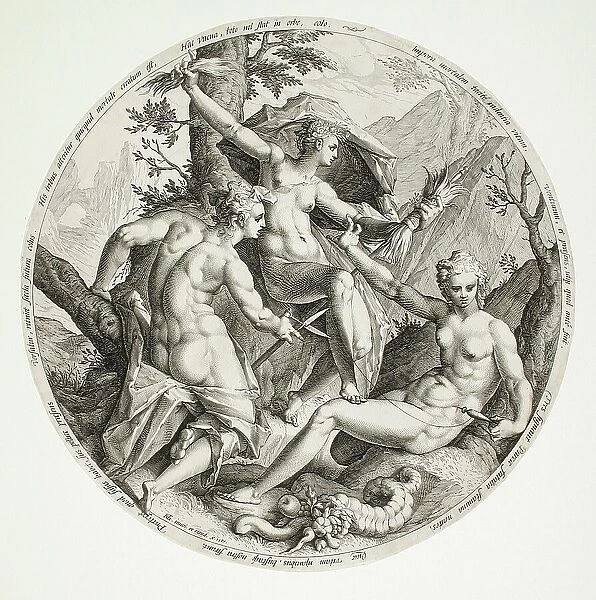 The Three Fates, 1587. Creator: Jacob Matham