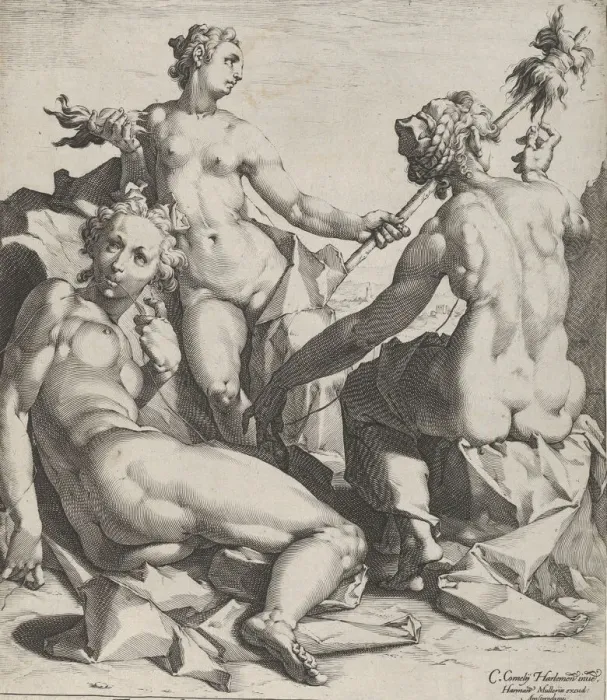 Framed Print : The Three Fates, ca. 1589. Creators: Cornelis Cornelisz van Haarlem, Jan Muller Framed Print : The Three Fates, ca. 1589. Creators: Cornelis Cornelisz van Haarlem, Jan Muller