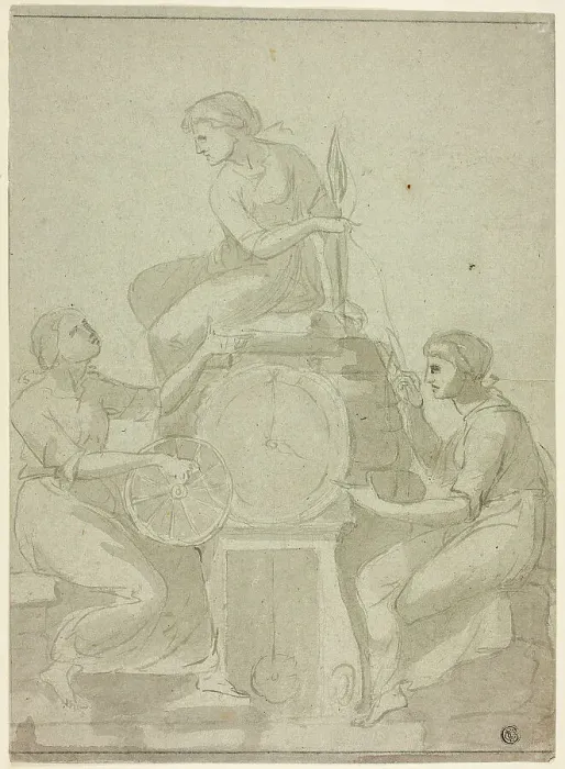 Framed Print : Three Fates (Design for Clock), 18th century. Creator: Unknown Framed Print : Three Fates (Design for Clock), 18th century. Creator: Unknown