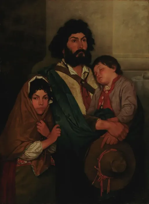 Framed Print : A Father with His Two Childen from Subiaco, 1868. Creator: Severin Falkman Framed Print : A Father with His Two Childen from Subiaco, 1868. Creator: Severin Falkman