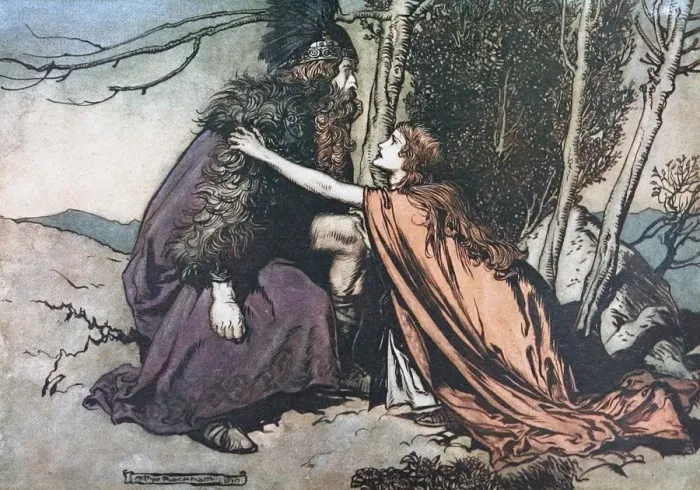 Framed Print : Father! Father! Tell me what ails thee? Illustration for The Rhinegold and The Valkyrie by Richard Artist: Rackham, Arthur (1867-1939) Framed Print : Father! Father! Tell me what ails thee? Illustration for The Rhinegold and The Valkyrie by Richard Artist: Rackham, Arthur (1867-1939)